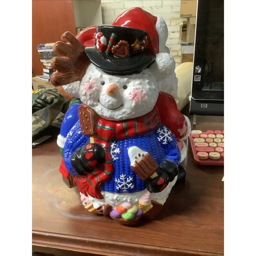 Mr. Moose & Friends Santa Snowman 3D Ceramic Cookie Jar